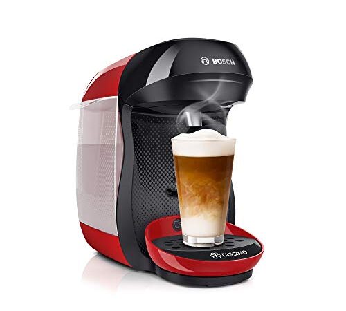 Bosch Tassimo Happy TAS1003 - Cafetera de cápsulas, con tecnología Intellibrew, 1400 W, color rojo