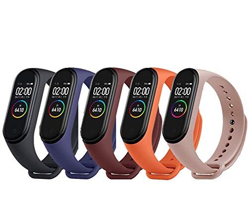 BRone para Xiaomi Mi Band 4 Correas, 5 Piezas Correa para Xiaomi Mi Band 3/4 Pulsera Banda - Silicona Reloj de Recambio Brazalete Coloridos Correas para Xiaomi Mi Band 3/4