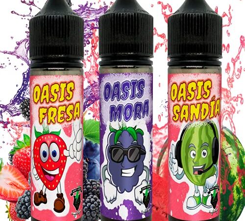 3X50ML KIT E-Liquid OASIS SANDIA,MORA, FRESA de ElecVap - Sin Nicotina - 50ml formato TPD -botes de 60ml - 0MG Nicotina - E-Liquido para Cigarrillos Electronicos - E Liquidos para Vaper