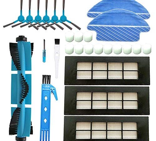 BSDY YQWRFEWYT Kit Accesorios de Recambio para Cecotec Conga Excellence 3090 Robot Aspiradora, Material Premium, Pack Familiar de 1 Cepillo Principal+3 Filtros + 6 Cepillos Laterales + 2 Mopas