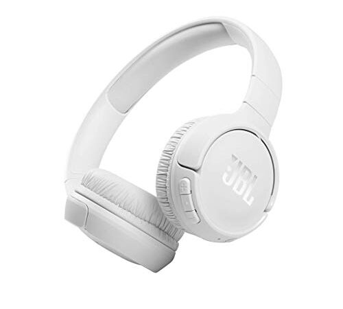 JBL TUNE 510BT – Auriculares inalámbricos on-ear con tecnología Bluetooth, ligeros, cómodos y plegables, hasta 40h de batería, Siri y Asistente de Google, con conexión multipunto, blanco