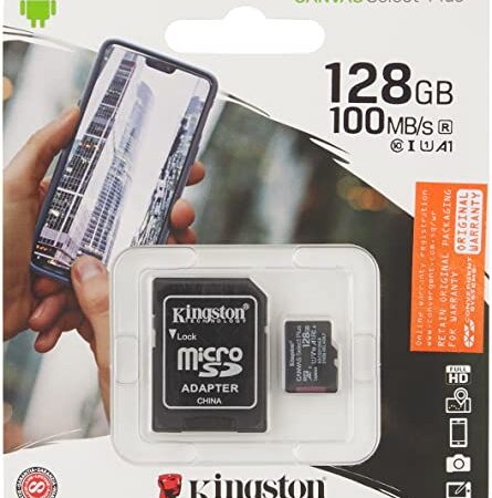 Kingston Canvas Select Plus Tarjeta microSD, SDCS2/128GB Class 10 con Adaptador SD