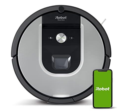 Robot aspirador conexión Wi-Fi iRobot Roomba 971 - 2 cepillos goma multisuperficie, óptimo para mascotas, Recarga y reanuda, Compatible asistente voz, Coordinación Imprint, Color Plateado