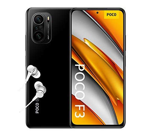 Xiaomi POCO F3 5G - Smartphone 8+256GB, 6.67" 120 Hz AMOLED DotDisplay, Snapdragon 870, cámara triple de 48 MP, 4520 mAh, Negro noche (versión ES/PT), incluye auriculares Mi