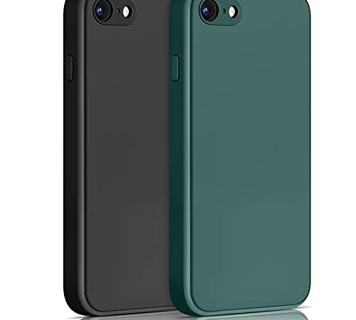 Yisica［2 Pack］Funda de Silicona Compatible con iPhone SE 2020 / iPhone 8 / iPhone 7, Funda de Silicona con [Forro de Microfibra Suave] Protección Completa, 4.7"