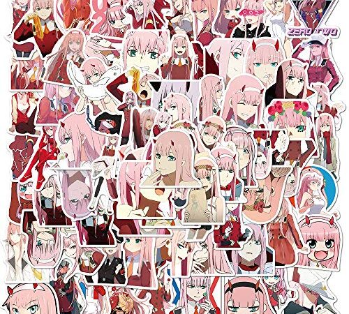 100 Piezas Pegatinas de FRANXX Anime Science Fiction Animation Temas,para Botellas de Agua,Portátiles,Coches,Pegatinas Geniales para Adultos,Adolescentes,Niños,Paquete de Pegatinas para Monopatín