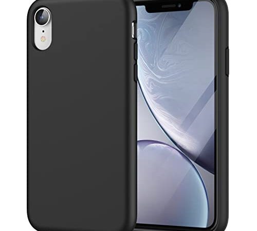 JETech Funda de Silicona para iPhone XR 6,1 Pulgadas, Sedoso-Tacto Suave, Cubierta a Prueba de Golpes con Forro de Microfibra (Negro)