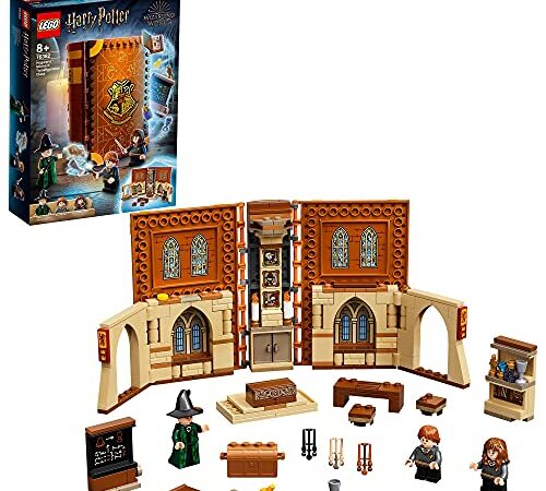 LEGO 76382 Harry Potter Momento Hogwarts: Clase de Transfiguración, Juguete de Viaje, Libro con Mini Figuras Ron, Hermione y Profesora McGonagall