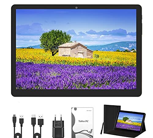 Tablet PC 10 Pulgadas (25,53 cm), Android 10.0, Tablet PC, 4GB / RAM, 64GB / ROM, 1200x800 FHD, Tarjetas SIM Dobles, WLAN, GPS, con Cubierta Protectora. (Negro)