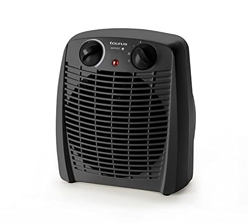 Taurus Gobi-Calefactor, termoventilador, silencioso, 2000 W, termostato Ajustable, función ventilación, 2 Posiciones de Calor, asa de Transporte, plastico, Negro