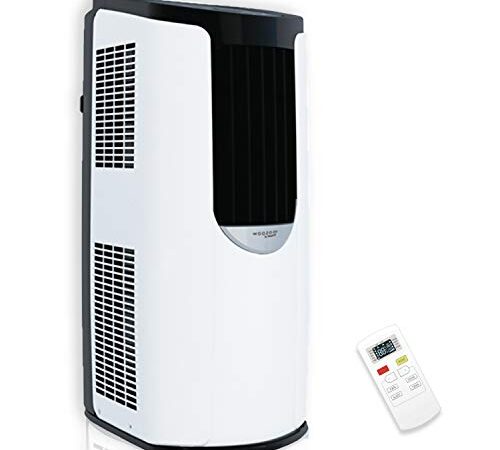 Woozoo ® by Ohyama, Aire acondicionado, ventilador y deshumidificador portátiles 3 en 1, 8 870 BTU/h (2.6kW), control remoto, LED, Para 16m² - Portable Air Conditioner IHP-0901G-E - Blanco/Negro