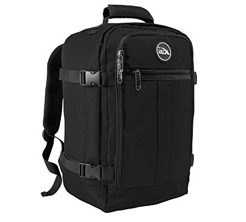 Cabin Max Metz 20L 40x20x25 cm Maleta de Cabina Pequeña Mochila de Viaje Stowaway Ideal para Llevar Debajo del Asiento en Ryanair (Negro)