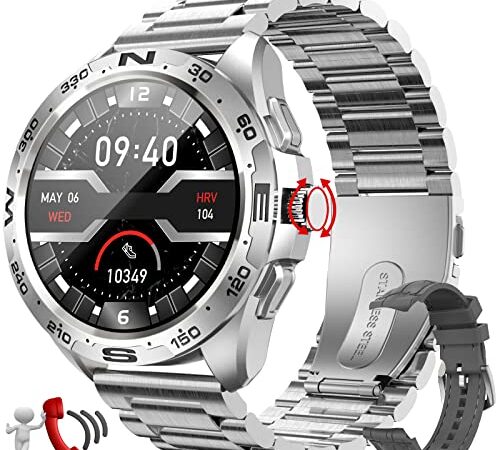 Fitonme Smartwatch Hacer o contestar Llamadas,Smartwatch Hombre Mujer Pulsera Actividad Inteligente, Deportivos Reloj Smartwatch para Xiaomi Huawei Samsung Android iOS (Plata+Gris)