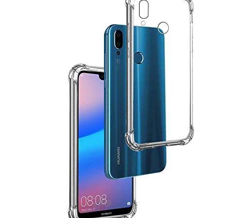 - Funda Anti-Shock Gel Transparente para Huawei P20 Lite/Nova 3E, Ultra Fina 0,33mm, Esquinas Reforzadas, Silicona TPU de Alta Resistencia y Flexibilidad