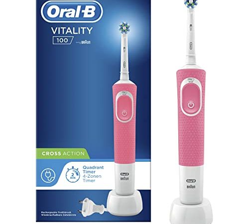 Oral-B Vitality 100 Cepillo de Dientes Eléctrico con Mango Recargable, Tecnología Braun y 1 Cabezal de Recambio - Rosa