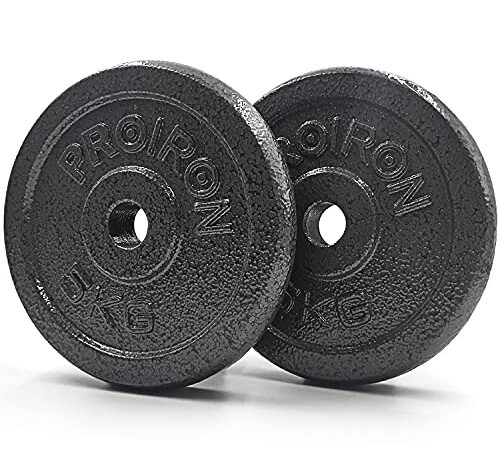 PROIRON Discos Pesas, Ø25mm - Hierro Fundido Placas de Discos Peso para Pesas y Mancuernas 1.25kg 2.5kg 5kg 10kg