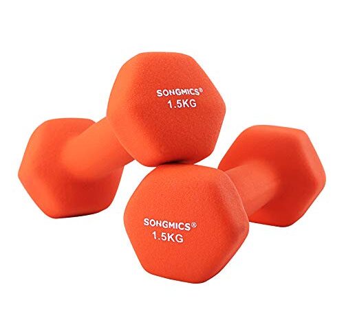 SONGMICS Juego de 2 mancuernas para Gimnasio y entrenamiento 2 x 1,5 kg SYL63OG