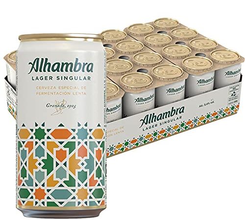 Alhambra Lager Singular Cerveza - Pack de 24 Latas x 25cl - 5.4 % Volumen de Alcohol