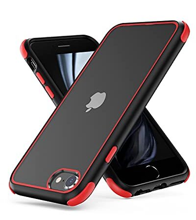 MobNano Funda iPhone SE 2022 SE 2020, Funda iPhone 8 iPhone 7, Antigolpes Transparente Capa Silicona Bumper Case para iPhone 7 8 SE2 SE3 360 Grados Completa Protectora Funda - Negro/Rojo