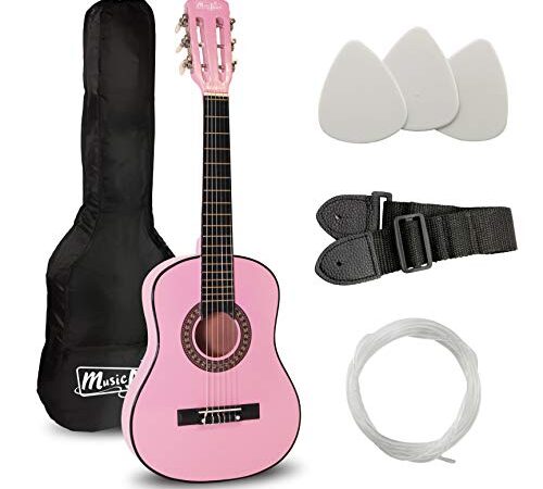 Music Alley Guitarra acústica clásica de niños secundaria, color Rosa
