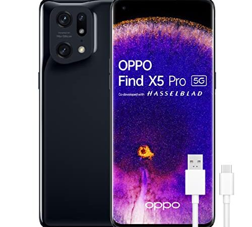 OPPO Find X5 Pro 5G - Smartphone 256GB, 12GB RAM, Dual SIM, Pantalla 6,7”, Cámara 50MP+50MP+13MP, Vídeo 4K Nocturno, Batería 5000mAh, Carga Rápida 80W – Negro