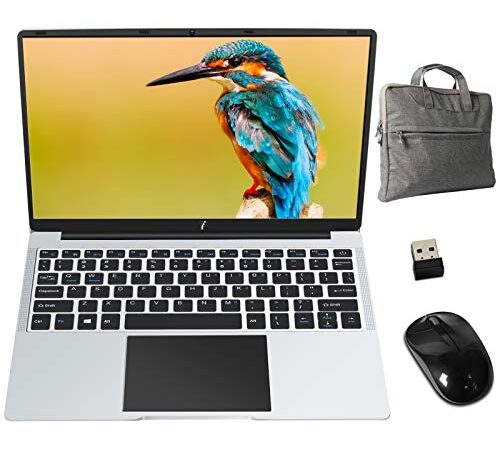 Ordenador Portátil 14 Pulgadas 64 Go SSD Windows 10 Notebook Intel 6GB RAM 1080 FHD BT USB HDMI, Ratón Inalámbrico y Teclado Español Pegatina, Argento