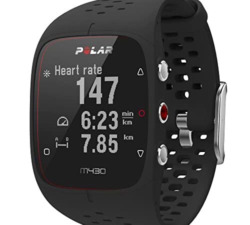 Polar M430 Reloj de Running con GPS y Frecuencia cardíaca en la muñeca, Multideporte, resistente al agua, actividad 24/7 y registro continuo de FC, registro del sueño, programas de running, Negro, M/L