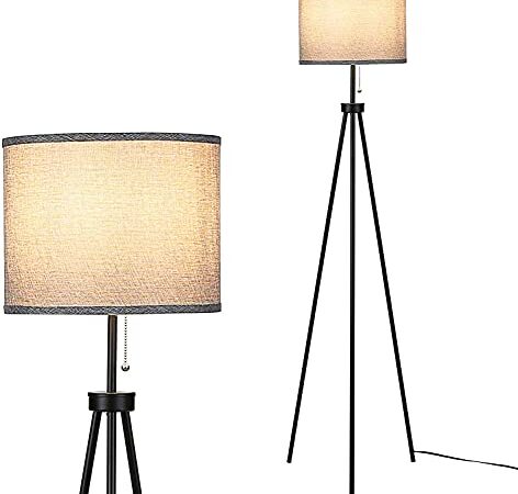 Tomshine - Lámpara de pie con trípode de metal para salón, dormitorio, estudio, oficina