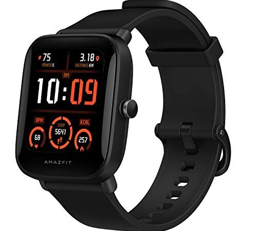 Amazfit Bip U Pro Smart Watch con GPS Incorporado 60+ Modos Deportivos 5 ATM Fitness Tracker Oxígeno Sangre Frecuencia cardíaca Monitor de sueño y estrés 1.43 "Pantalla táctil Negro