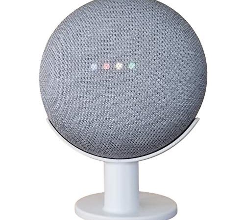 Mount Genie Pedestal para Nest Mini (2ª generación) y Google Home Mini (1ª generación) | Mejora el sonido y la apariencia | Soporte de soporte de montaje más limpio para Mini (blanco)