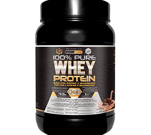 Healthy Fusion Whey Protein | Proteina Whey pura con Colágeno + Magnesio | Mejora tus entrenamientos | Protege y aumenta la masa muscular | 1000g de proteína (Chocolate)