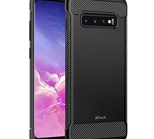 JETech Funda Slim Compatible con Samsung Galaxy S10 Plus, Carcasa Teléfono Delgado con Absorción de Impacto y Diseño de Fibra de Carbón (Negro)