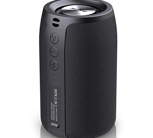 ZEALOT Altavoz Portátil Bluetooth Potente S32 Negro con Tarjeta USB/TF/AUX Exterior, Apoya Reproducción de Música 12H, Bluetooth 5.0 y IPX5 Impermeable Tamaño Mini