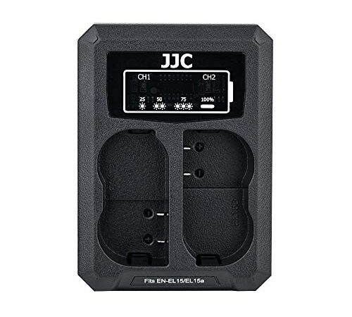 JJC Cargador de Batería Dual USB para Nikon Z7II Z7 Z6II Z6 D850 D750 D610 D600 D500 D7500 D7200 D7100 D7000 D810A D810 D800E D800 Cámaras Reemplaza Nikon EN-EL15/EN-EL15a/EN-EL15b