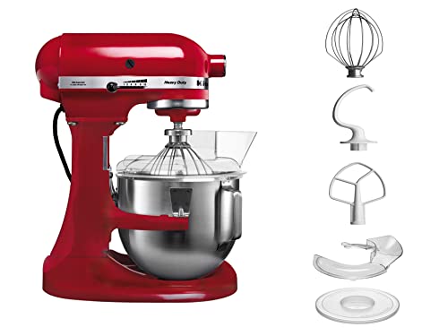 KitchenAid 5KPM5 EER Robot de cocina 4,8 L, 120 W, 4.83 litros, 0 Decibelios, 18/8 Stainless Steel, 10 Velocidades, Rojo