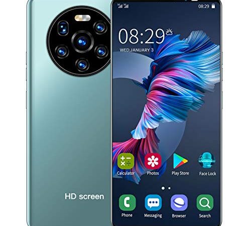 Smartphones Desbloqueados, Mate40 Pro 5.45'' Celulares Desbloqueados con Huella Dactilar, Teléfono Movil Libres Baratos 3G, 1GB RAM + 8GB ROM, 2MP + 5MP, Desbloqueo Facial, Batería 2200mAh(Verde)