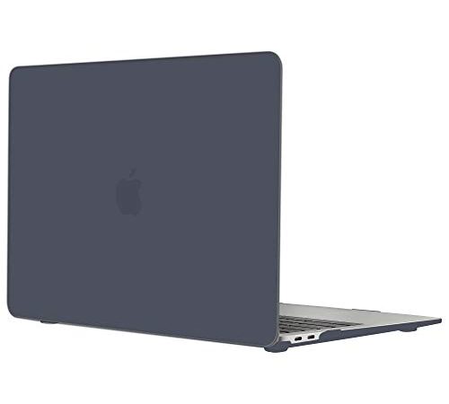 TECOOL Funda para MacBook Air 13 Pulgadas M1 2020 2019 2018 A2337 A2179 A1932 con Touch ID, Case Carcasa Protectora Dura de Plástico, Negro Mate