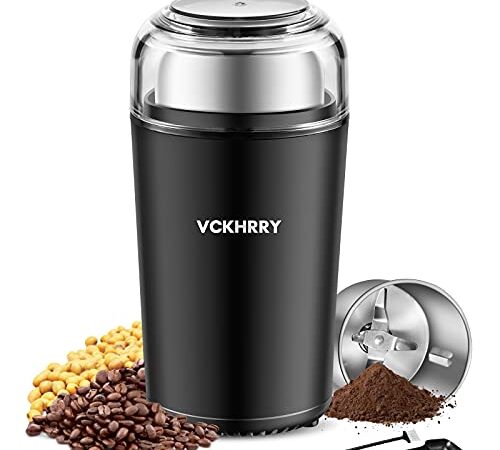 VCKHRRY Molinillo de Café Eléctrico 400W Molinillo de especias 100g Recipiente y Lavable Extraíble 4 Cuchillas de acero Inoxidable Café en Grano Especias Frutos Secos