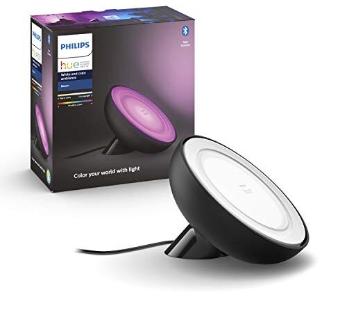 Philips Hue – Lámpara inteligente Hue Bloom, Lámpara de Mesa LED Inteligente, Luz Blanca y de Colores, Compatible con Alexa y Google Home, Color Negro