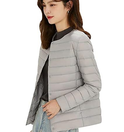 Plumifero Ultraligero Mujer Chaqueta Plumas Ligeros Mujer Plumífero Ligero Mujer Plumon Señora Plumiferos Abrigo Cazadoras Chaquetas Plumas Mujer Pluma Puffer Jacket Mujer Down Jacket Women Gris XXL