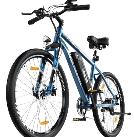 RCB Bicicleta Eléctrica de 26 Pulgadas, Bici Eléctrica de Ciudad, E Bike para Adultos, Motor de 250 W, 7 Velocidades, Batería Extraíble de 36 V 12 Ah, Alcance 35-50 km