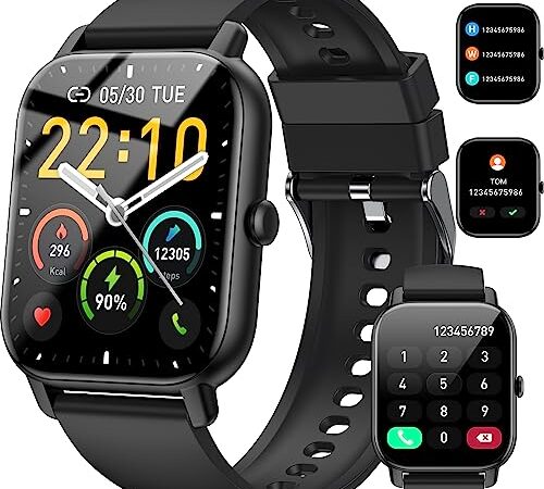 Reloj Inteligente Hombre Mujer, 1.85" Smartwatch con Llamadas Bluetooth, Smart Watch Pulsómetro/Monitor de Sueño/Podómetro, 110+ Modos Deportivos Impermeable IP68 Pulsera Actividad para Android iOS