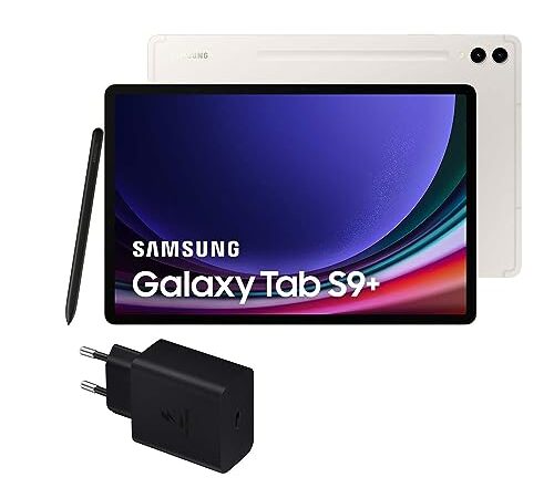 Samsung Galaxy Tab S9+, 512 GB, WiFi + Cargador 45W - Tablet Android, Ranura MicroSD, S Pen Incluido, Beige (Versión Española)