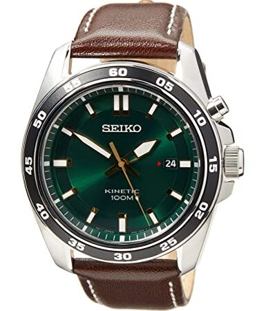 Seiko Reloj Analógico para Hombre de Kinetico con Correa en Cuero SKA791P1