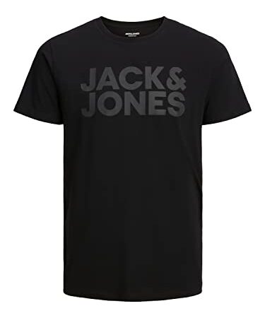 Jack & Jones Jjecorp Logo tee Cuello Noos Camiseta, Black/Fit: Slim/Large Print/Black, Hombre