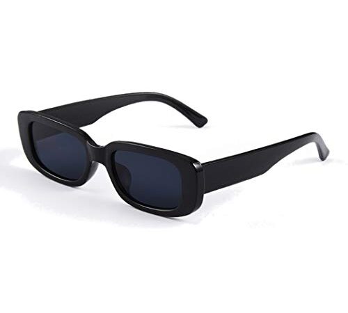 Long Keeper Gafas de sol rectangulares Protección UV400 Gafas de conducción retro para mujer (Negro)