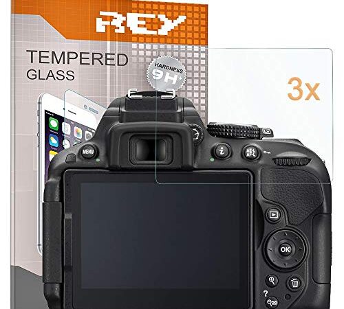 REY 3X Protector de Pantalla para Nikon D5300 - D5500 - D5600, Cristal Vidrio Templado Premium