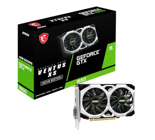 MSI GeForce GTX 1650 D6 Ventus XS OCV3 - Tarjeta gráfica (4GB GDDR6, 128 bit, 7680 x 4320, DisplayPort x 1 v1.4a, PCI Express x16 3.0)