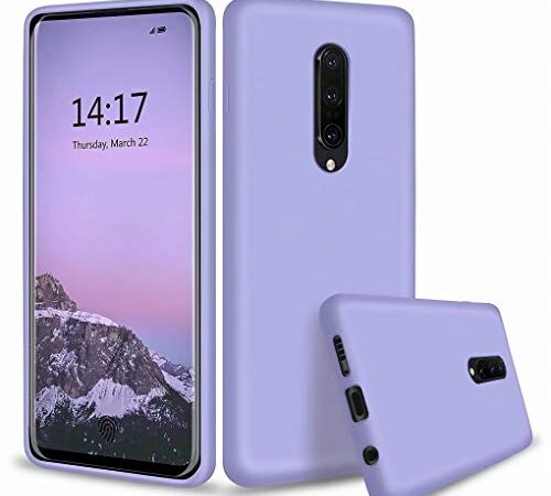 NiaCoCo Compatible con OnePlus 7 Pro - Carcasa Ultrafina a Prueba de Golpes, Silicona líquida, Funda para teléfono de Gel Suave de Microfibra de Goma (Azul púrpura)